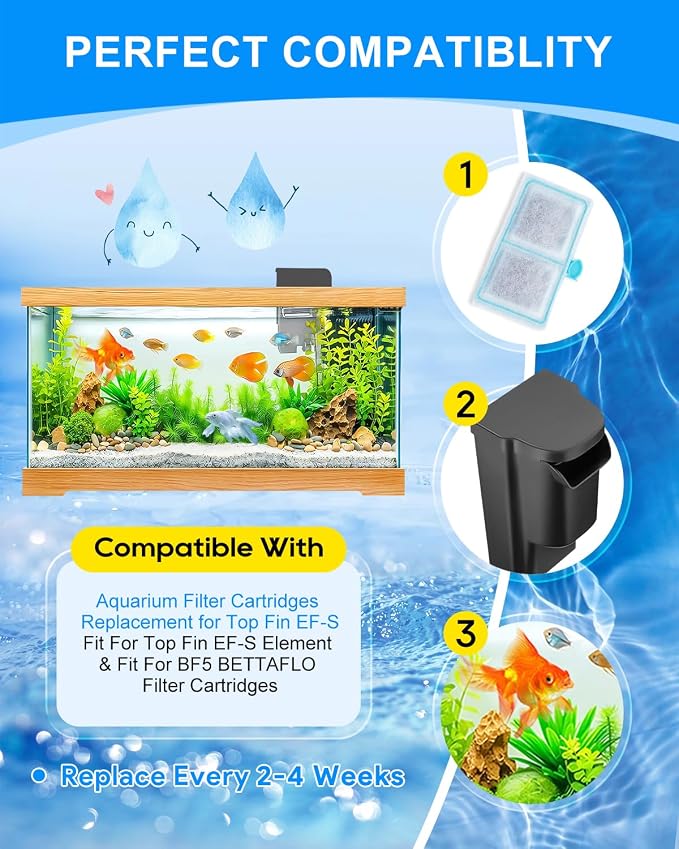 6 Pack Upgraded EF-S Fish Tank Filters Compatible - Image 2