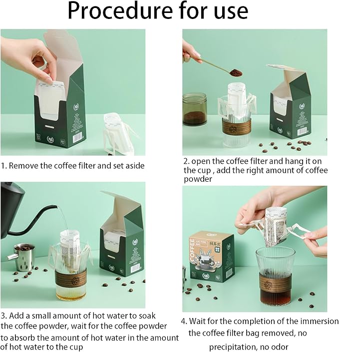 100PCS Portable Coffee Filter Paper Hanging Ear Drip Coffee Single Drinker - Image 6