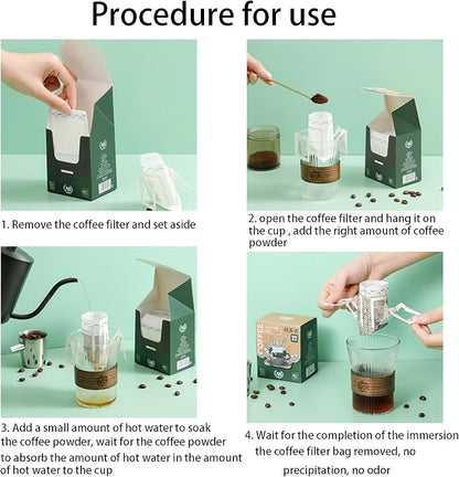 SZLYTYUN 50PCS Portable Coffee Filter Paper Hanging Ear Drip Coffee Single - Image 6