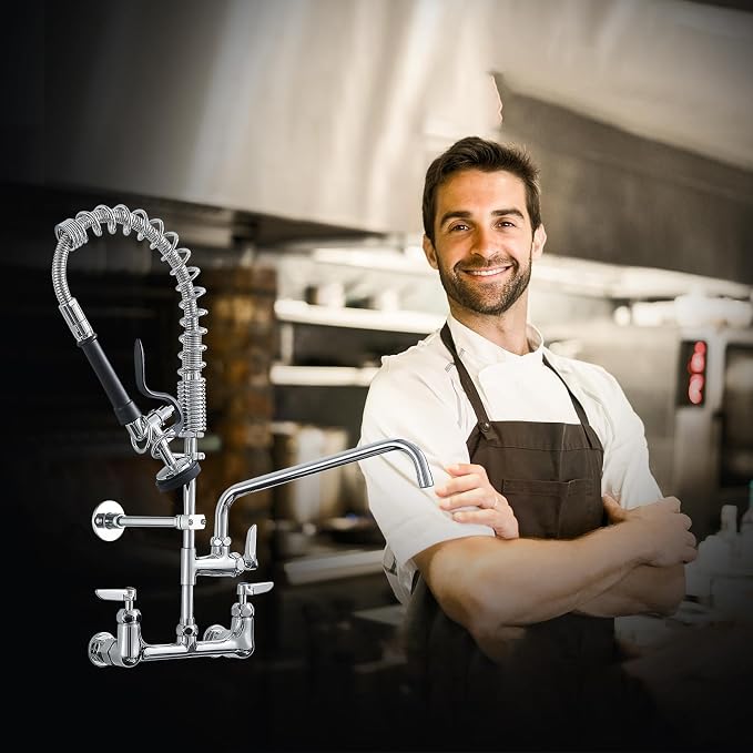Fapully Commercial Kitchen Faucet, Wall Mount Kitchen Sink Faucet - Image 7
