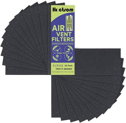 24-Pack Air Vent Filter 4 x 10 Inch Activated Charcoal, Air Vent Floor Heater by Hoctsom