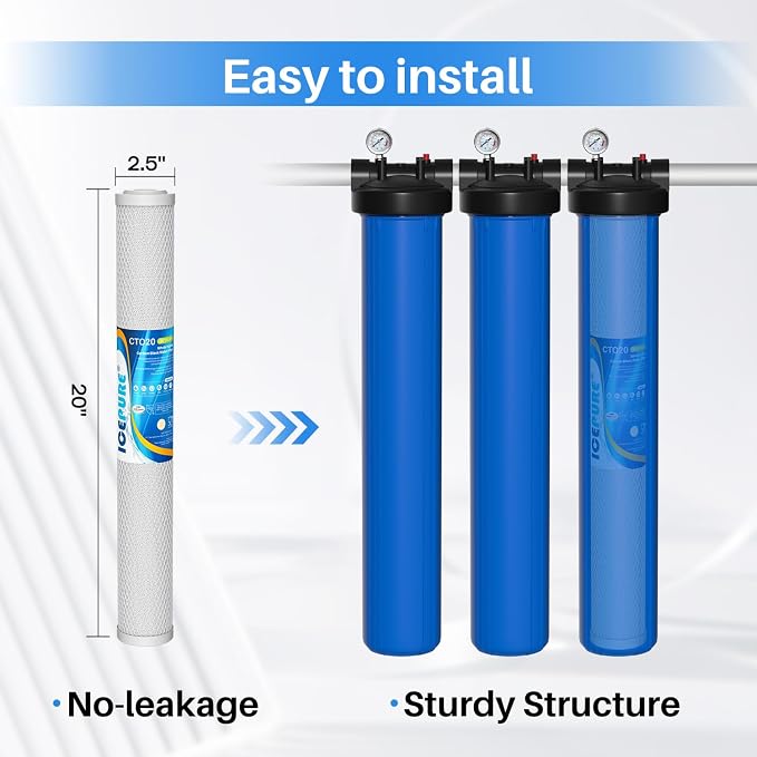 ICEPURE 1 Micron 20" x 2.5" Whole House CTO Carbon Sediment Water Filter - Image 7