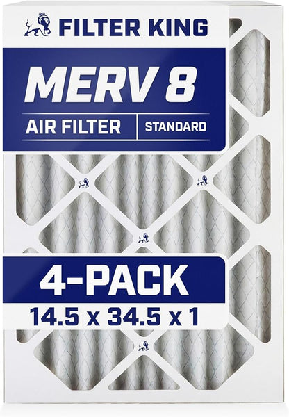 Filter King 14.5x34.5x1 Air Filter | 4-PACK | MERV 8 HVAC Pleated A/C Furnace by FilterKing