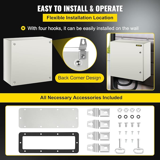 VEVOR NEMA Steel Enclosure, IP66 Waterproof & Dustproof, Outdoor/Indoor - Image 6