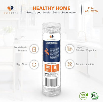 Aquaboon Whole House 5 Micron 10 x 2.5 String Wound Sediment Water Filter - Image 4