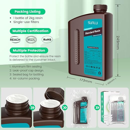 SUNLU 3D Printer Resin 2kg, Fast Curing Standard 3D Resin - Image 7