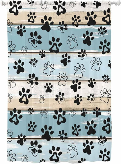 Sheer Curtains 63 Inch Length, Vintage Farmhouse Country Wood Grain Privacy by Unknown