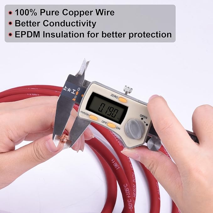 Shirbly 6 Gauge Battery Cable, 10FT Red + 10FT Black 6 AWG Pure Copper Wire Welding Cable, for Automotive, Battery, Solar and Generator, Standard USA OFC Wire