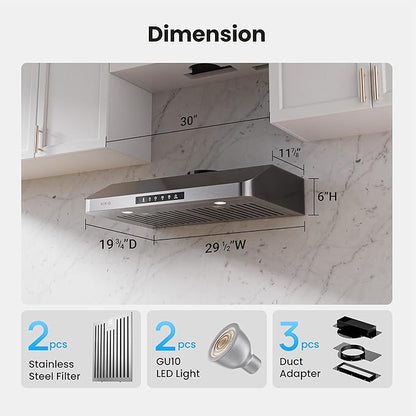 Under Cabinet Range Hood 30 Inch, 980CFM Fast Venting Ducted, Kitchen Hood - Image 9