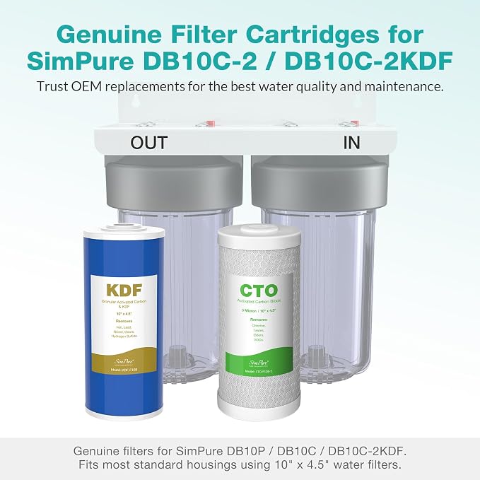 SimPure Whole House Water Filter Cartridges 5 Micron 10" x 4.5" CTO+GAC/KDF - Image 6