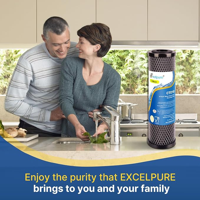 EXCELPURE 1 Micron 10" x 2.5" Whole House CTO Carbon Water Filter Cartridge - Image 8