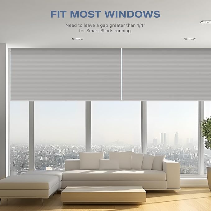 THIRDREALITY ZigBee Smart Blind Gen2, Motorized 100% Blackout Window Shades with Remote, Cordless Honeycomb Blinds, Automatic Height, C2 Rechargeable Batteries Powered, 33" W x 74" H Beige/White