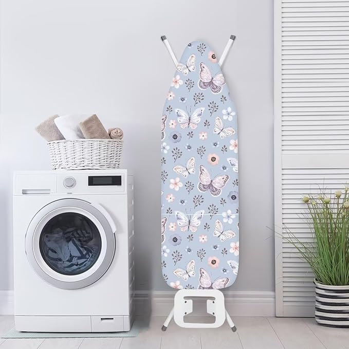 ZCFYGDX Butterfly Cherry Blossom Print Ironing Board Cover Decor - 18 x 58 inch Elastic Edge 3 Bottom Nylon Buckle Straps, Stain Resistant & Resistant Scorch, Easy Installation Cover