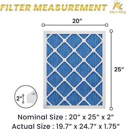 MervKing 20x25x2 Air Filter Actual Size: 19.7" x 24.7" x 1.75" MERV 11 MPR - Image 2