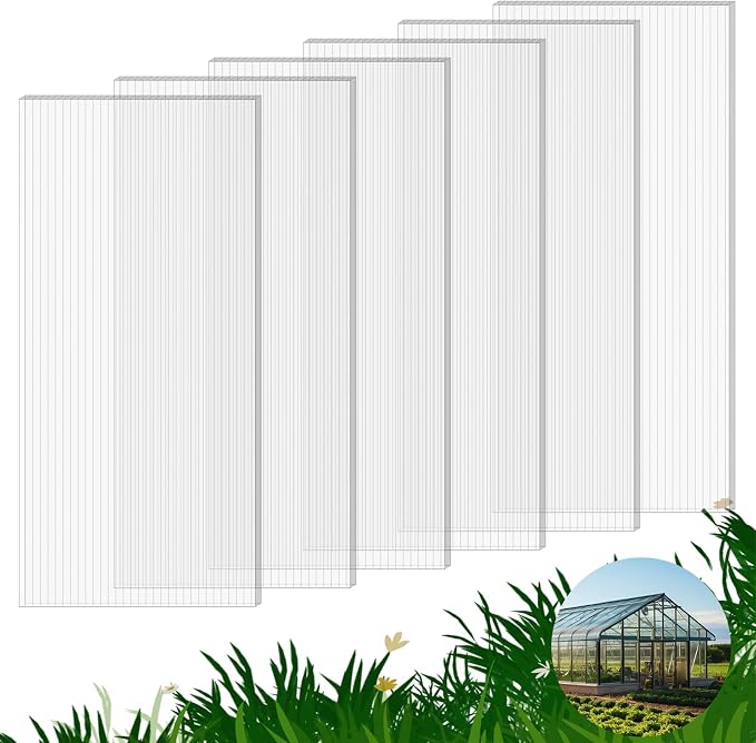6 Pack Polycarbonate Greenhouse Panels, Excellent Light Transmission & Weather by FAHKNS