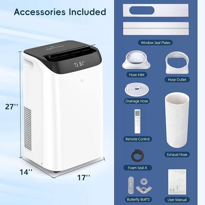 14000 BTU Portable Air Conditioners, Dehumidification, Sleep Mode - Image 9