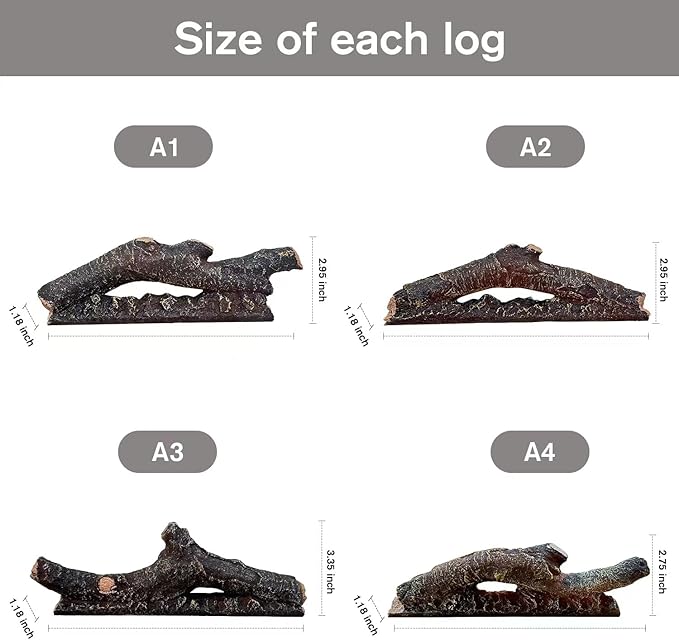 Electric Fireplace Wall Fireplace Recessed Electric Fireplace Synthetic Resin Decoration Electric Transparent Logs Flame for 36 inch Indoor Electric Fireplaces 3Pieces