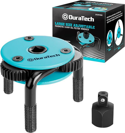 DURATECH Adjustable Oil Filter Wrench, Magnetic 3-Jaw Oil Filter Removal Tool by DURATECH