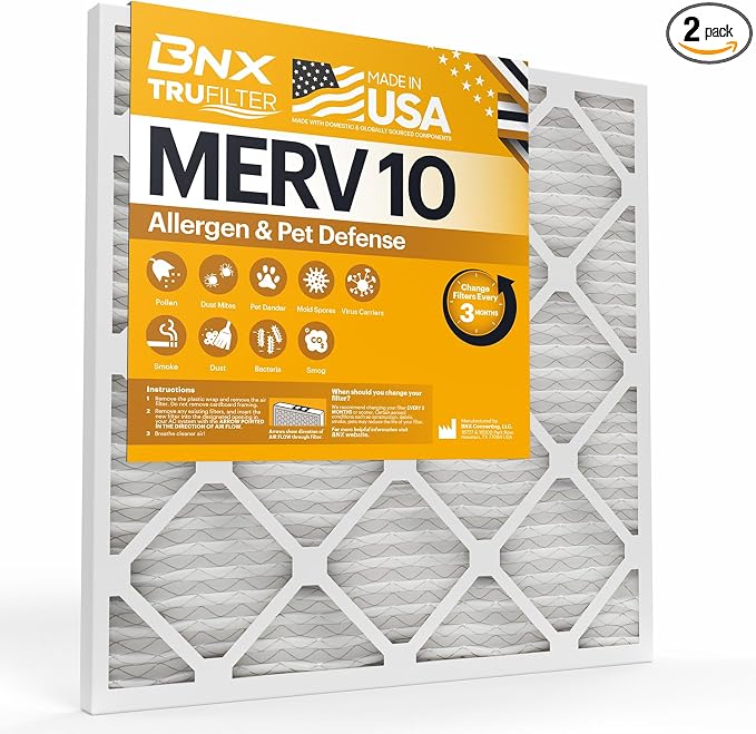 BNX TruFilter 12x12x1 MERV 10 AC Furnace Air Filter by BNX