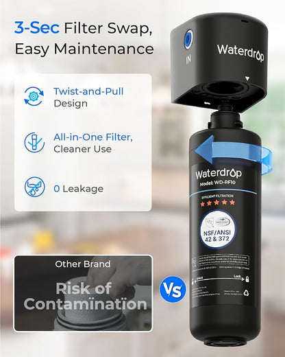Waterdrop 10UA Under Sink Water Filter System, Bad Taste & Odor, Under Counter - Image 9