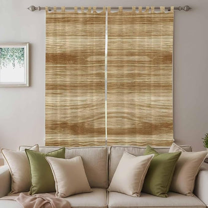 Light Brown Wood Grain Living Room Curtains 84 Inch Length, Window Curtains Tab - Image 3
