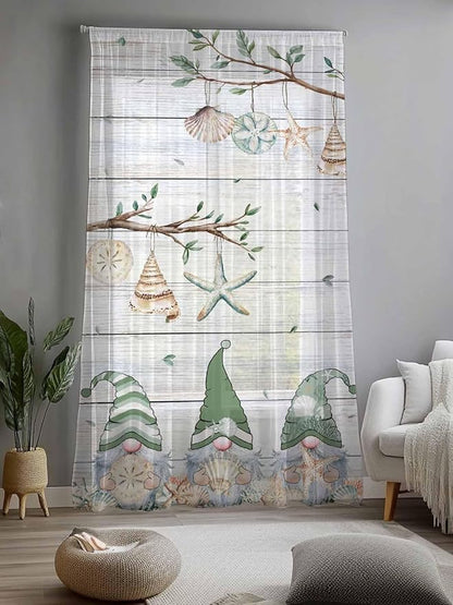 Sheer Curtains 108 Inches Long, Sage Green Gnomes Semi Sheer Curtains Light - Image 2