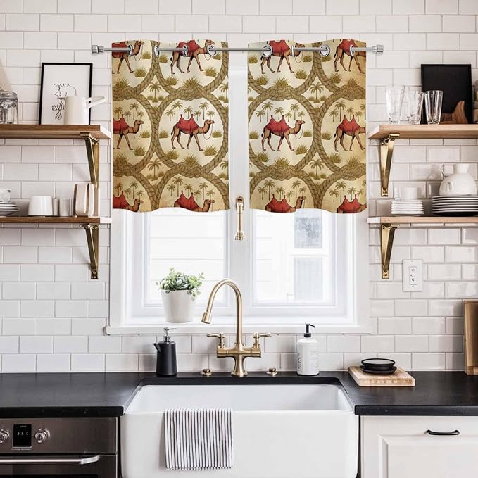 2 Panel Kitchen Cafe Curtains, Window Decor Tier Curtains - Image 2