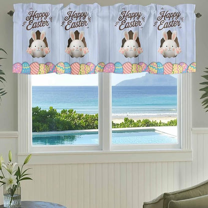 Blue Easter Curtain Valances for Windows, Kitchen Valance Window Treatment - Image 3