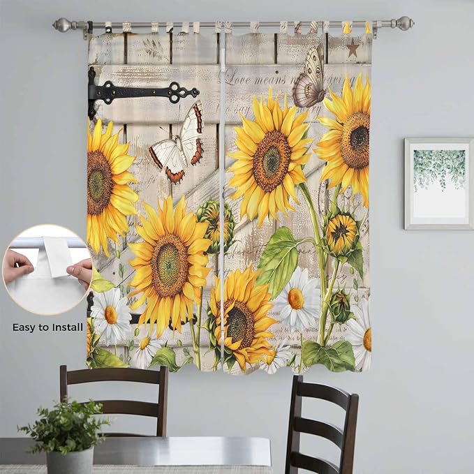 Farm Flowers Living Room Curtains 84 Inch Length, Window Curtains Tab Top - Image 4