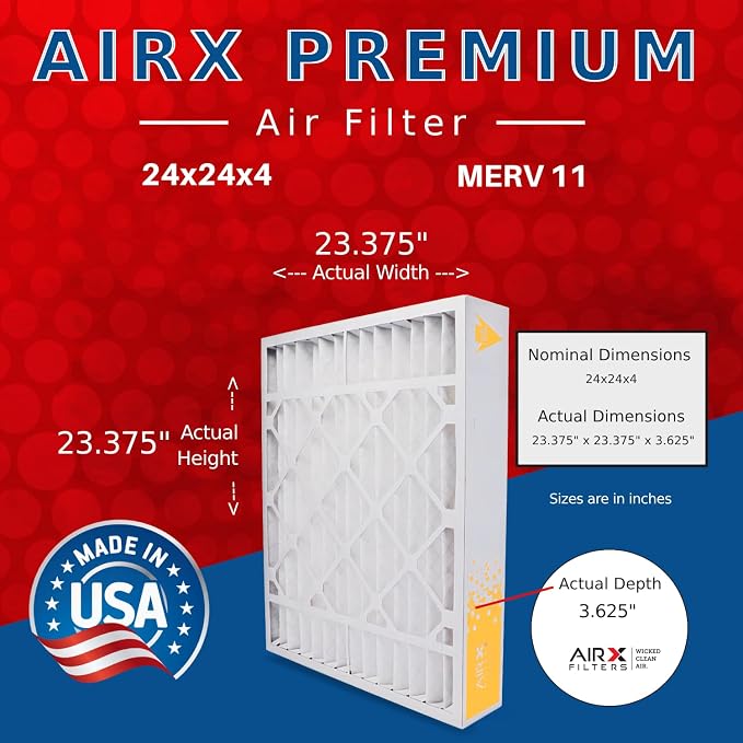 AIRX FILTERS WICKED CLEAN AIR. 24x24x4 Air Filter MERV 11 Electrostatic Pleated - Image 2