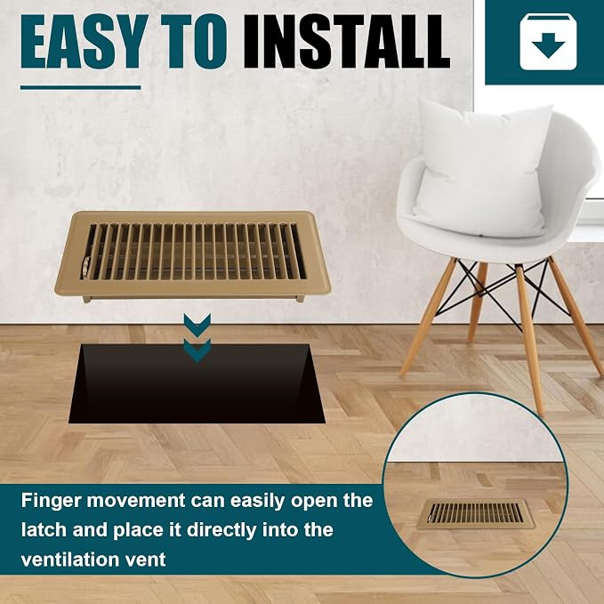 VOISEN Floor Register 4x10, 6 Pack Brown Floor Vent Covers, Heavy Duty Steel - Image 6