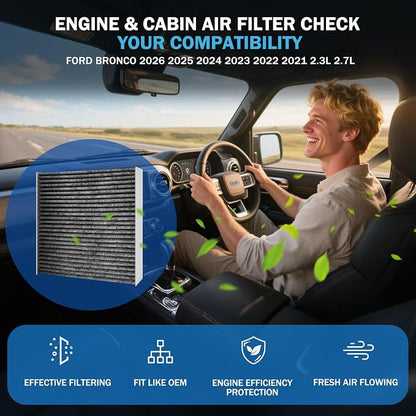 1Pcs Cabin Air Filter & 1Pcs Engine Air Filter Accessories Compatible - Image 2