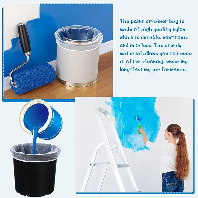 Boao 80 Pieces Paint Strainer Bags White Fine Mesh Filters Bag Bucket Elastic - Image 5