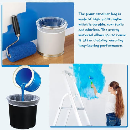 Boao 80 Pieces Paint Strainer Bags White Fine Mesh Filters Bag Bucket Elastic - Image 5