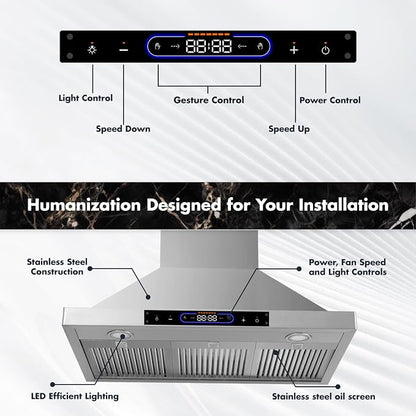 36 inch Wall Mount Range Hood Convertible Vent - Image 4