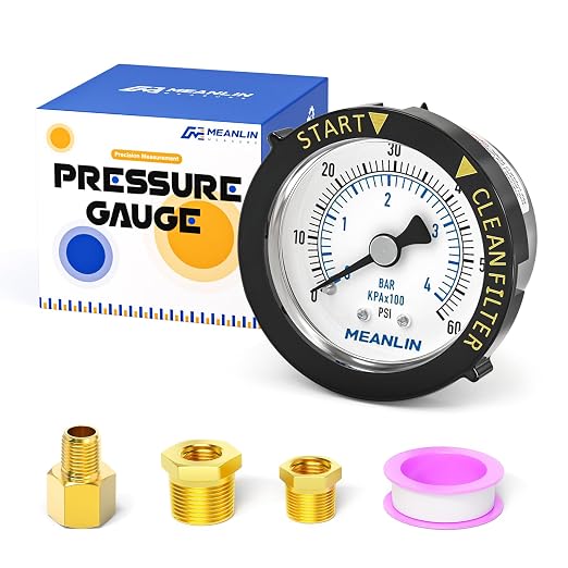 MEANLIN MEASURE 0~60Psi Stainless Steel Start and Clean Filter Pressure Gauge by MEANLINMEASURE