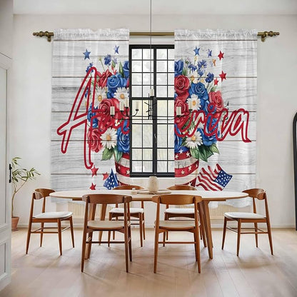 Independence Day Window Curtains 72 Inch Long 2 Panel Set, Rod Pocket Long by Unknown