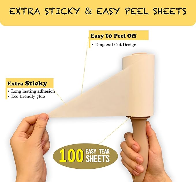 HapChron Lint Rollers for Pet Hair Extra Sticky [400 Sheets/2 Handles], Lint Remover Go Beyond Animal Fur, Dust and Other Dirt, Dog & Cat Hair Remover Rollers for Clothes, Furniture, Carpet, Car etc