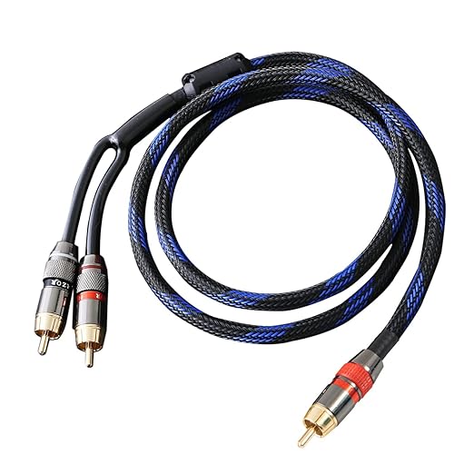 Diaianyfi Audiophile RCA to 2RCA Subwoofer Cable,1 RCA Male to 2 RCA Male Audio Cable RCA Y-Adapter,Oxygen-Free Copper,Nylon Braided Jacket (6.6FT)