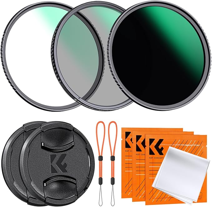 K&F CONCEPT 82mm CPL MCUV ND1000 Lens Filter 2 Lens Caps Kits Waterproof by KFCONCEPT