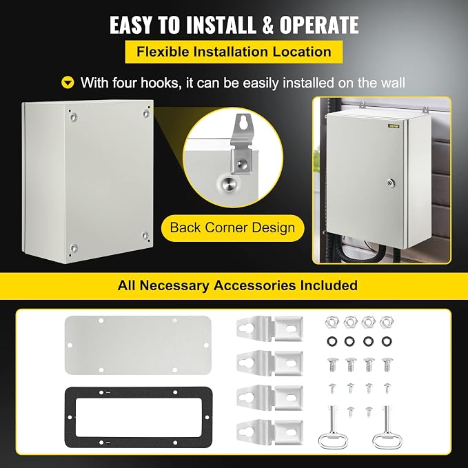 VEVOR Electrical Enclosure Box, Carbon Steel Hinged Junction Box, IP66 - Image 6
