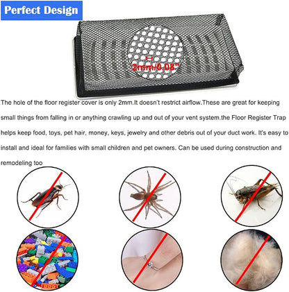 4"x12" Floor Register Trap Covers Screen Air Vent Filters - Image 2