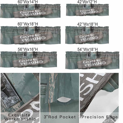 Gone Fishing Valances for Windows, Bronze Wood Grain Kitchen Valance Light - Image 9