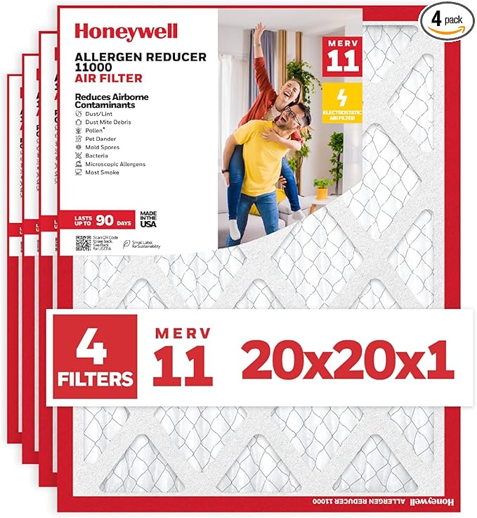 Honeywell 20x20x1 MERV 11 Allergen Reducer 11000 Electrostatic Pleated HVAC AC by HoneywellAirComfort
