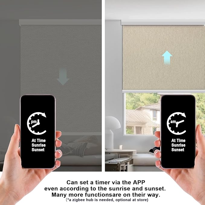 COOLWINDS Motorized Blinds with Remote Cordless Automatic Motorized Shades Custom Blinds for Windows Smart Curtains Compatible with Alexa Google Home(Blackout Sweet Latte,W57 x H72in)