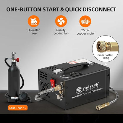 TW03 PCP Air Compressor, Portable 4500Psi/30Mpa, Water/Oil-Free, PCP - Image 3