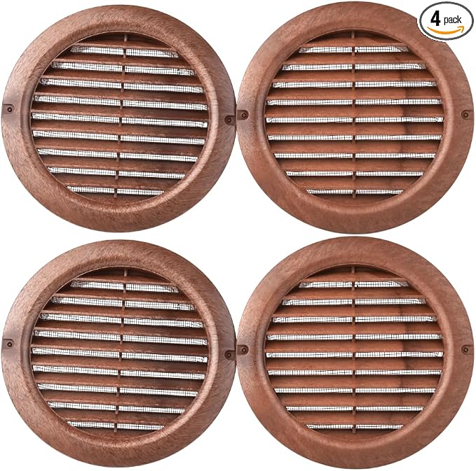VENTS-US - 4" Brown Round Plastic Vent Cover - Compatible with 4 Inch Diameter by VENTS-US