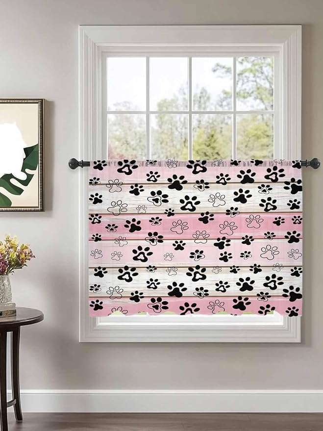 Sheer Curtains 54 Inch Length, Vintage Farmhouse Country Wooden Grain Privacy - Image 2