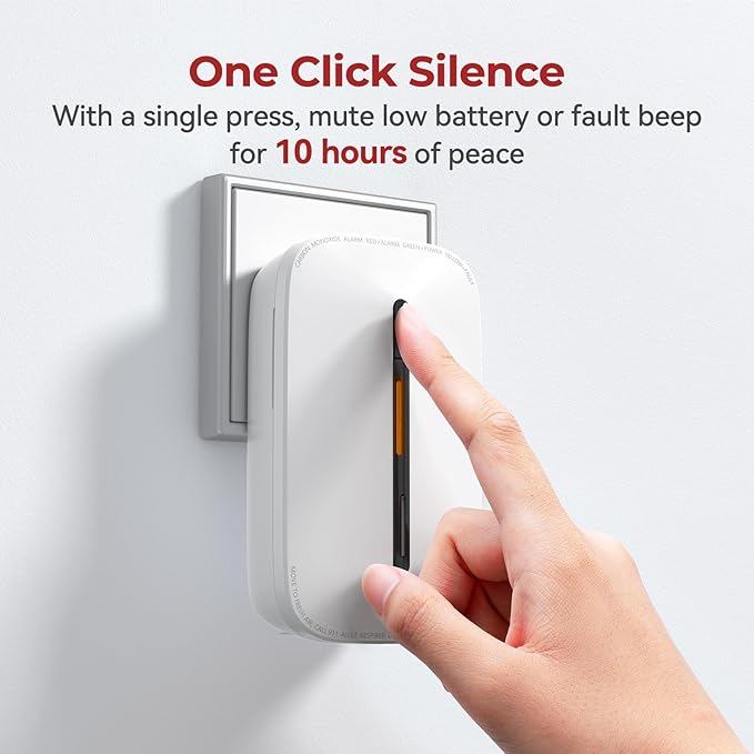 Siterlink Carbon Monoxide Detectors Plug in,10 Year Replaceable Battery Operated Co Monitor Alarm,Plug and Play Co Detector,Portable Carbon Monoxide Detector for Home,Traval,RV,Hotel GS846A 3 Pack