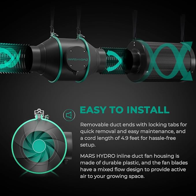 MARS Hydro 4" Smart Air Filtration Kit, Inline Duct Fan - Image 5